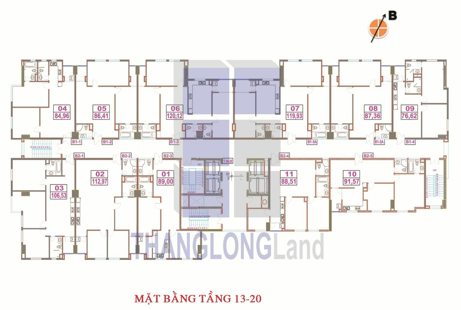 mặt bằng tầng 13 - 20 chung cư sapphire palace cố 4 chính kinh